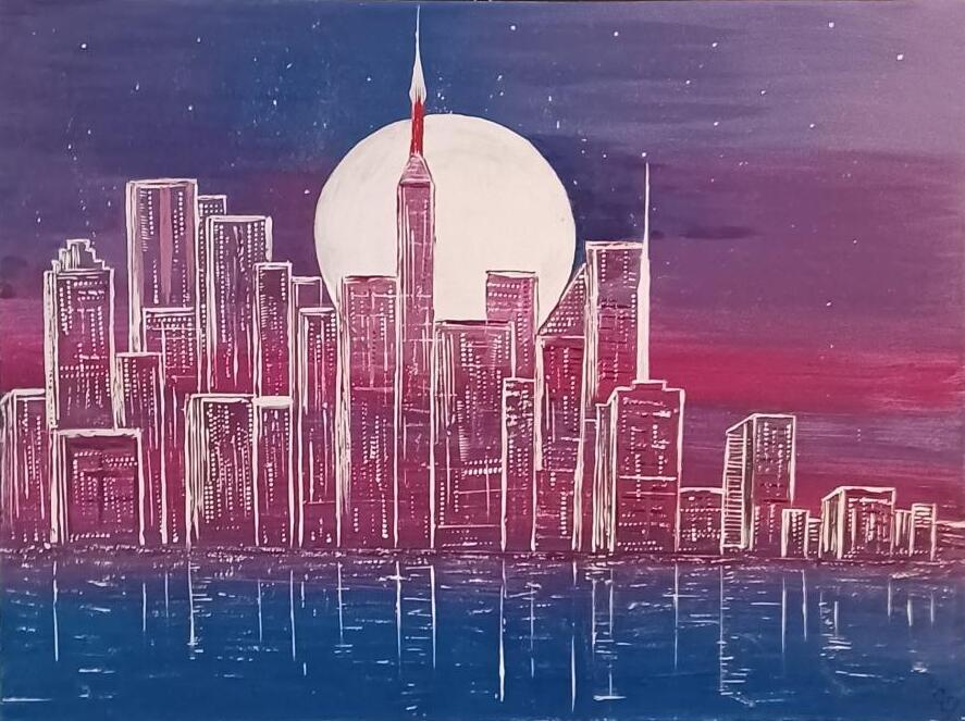 Moonlight in New-York, peinture de Caroline Colomina